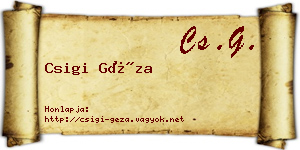 Csigi Géza névjegykártya