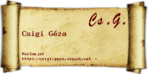 Csigi Géza névjegykártya